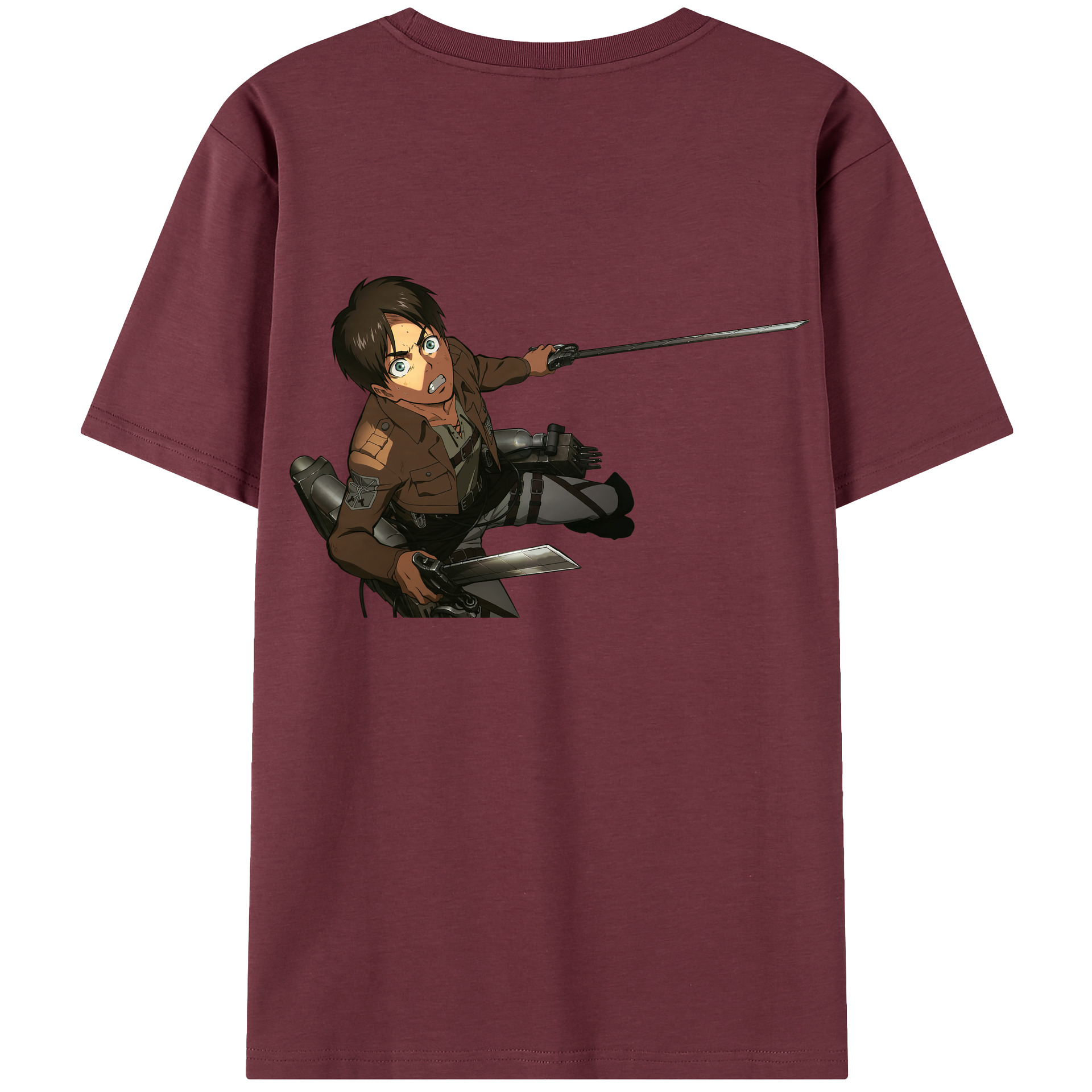 （画像用） 進撃の巨人 エレン･イェーガー Attack on Titan Eren Jäger 綿100％半袖Tシャツ（背面プリント）